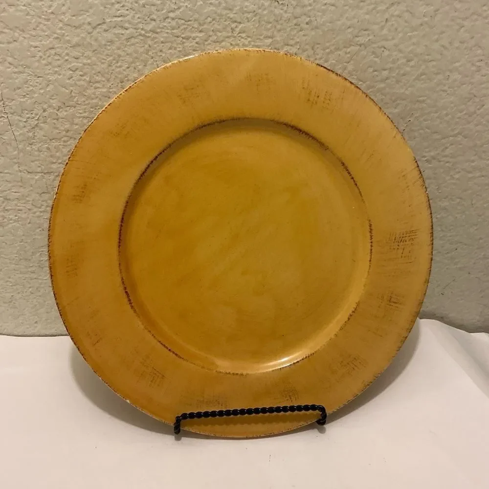 Pier 1 Toscana Gold Hand Painted Earthenware platter 13.5